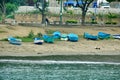 Dinghies on the beach