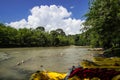 Dinghies ready for rafting on Kiulu river Royalty Free Stock Photo