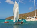 A dinghy arriving for a race in the caribbean