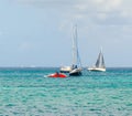 A dinghy capsizing during an annual race in the caribbean Royalty Free Stock Photo