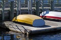 Dinghy on a floating dock Royalty Free Stock Photo