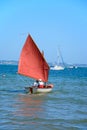 Dinghy sailing at Studland Bay. Royalty Free Stock Photo