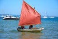 Dinghy sailing at Studland Bay. Royalty Free Stock Photo