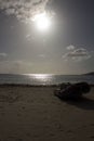 Dinghy on the shoreline of a beach Royalty Free Stock Photo