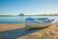 Dinghy on Tauranga harbour beach Royalty Free Stock Photo