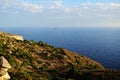 DINGLI, MALTA - Sep 11, 2014: View from on top of Dingli Cliffs, overlooking the blue sea and island of Filfla