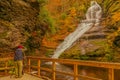 Dingmans Falls waterfall in the Poconos Mountains , Pennsylvania US.