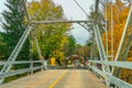 Dingmans Ferry Bridge across the Delaware River in the Poconos Mountains, connecting the states of Pennsylvania and New