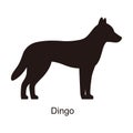 Dingo dog silhouette, side view, vector illustration