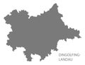 Dingolfing-Landau grey county map of Bavaria Germany