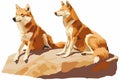 dingos on a rock isolated vector style Royalty Free Stock Photo