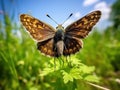 Dingy Skipper Butterfly Erynnis tages  Made With Generative AI illustration Royalty Free Stock Photo