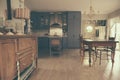 Dining area and country style kitchen of a home Royalty Free Stock Photo