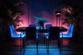 Dining area with neon lighting Royalty Free Stock Photo