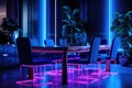 Dining area with neon lighting Royalty Free Stock Photo