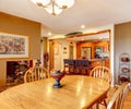 Dining area with wooden table set Royalty Free Stock Photo