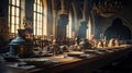 dining blurred medieval building interior Royalty Free Stock Photo
