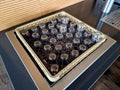 dining counter with glasses in a crate. large-capacity catering facilities Royalty Free Stock Photo