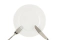 Dining etiquette - I still eat, pause. Fork and knife signals with location of cutlery set. Photo illustration isolated on white