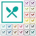 Dining flat color icons with quadrant frames