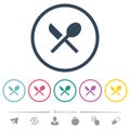 Dining flat color icons in round outlines