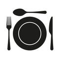 Dining flat icon with plate, fork and knife