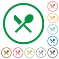 Dining flat icons with outlines