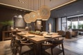 Dining interior modern area with wooden design