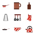 Dining items icons set, flat style Royalty Free Stock Photo