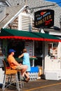 Dining at a lobster shack on the coast of Maine