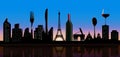Dining out in Paris is the theme of this depiction of the city of lights skyline with the Eiffel Tower Royalty Free Stock Photo