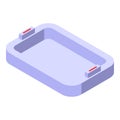 Dining rectangle food tray icon isometric vector. Serving cookery platter