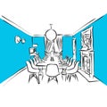 Dining room Antique planning sketch, Blue Series