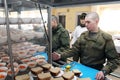 Orenburg, Russia, dining room in a military unit 05.16.2008.