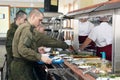 Orenburg, Russia, dining room in a military unit 05.16.2008.