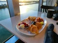 Dining Room Buffet aboard the abstract luxury cruise ship. Royalty Free Stock Photo