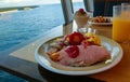 Dining Room Buffet aboard the abstract luxury cruise ship. Royalty Free Stock Photo