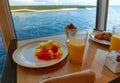 Dining Room Buffet aboard the abstract luxury cruise ship. Royalty Free Stock Photo