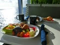 Dining Room Buffet aboard the abstract luxury cruise ship. Royalty Free Stock Photo