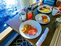 Dining Room Buffet aboard the luxury abstract cruise ship Royalty Free Stock Photo