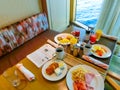 Dining Room Buffet aboard the luxury abstract cruise ship Royalty Free Stock Photo