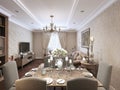 Dining room classic style Royalty Free Stock Photo