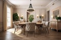 Dining Room: Create a set of images that showcase an elegant, inviting dining room. Generative AI Royalty Free Stock Photo