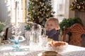 Dining room decorated for the holidays Royalty Free Stock Photo