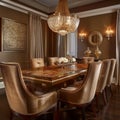 A dining room that exudes warmth and luxury