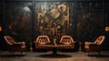 Opulent New York: Dark And Moody Lobby And Lounge With Stunning Art Royalty Free Stock Photo