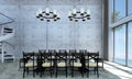 The dining room interior design and concrete wall pattern background and sea view Royalty Free Stock Photo