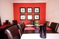Dining room interior with red wall Royalty Free Stock Photo