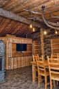 Dining room interior of a wooden house Royalty Free Stock Photo