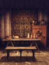 Dining room in a medieval house